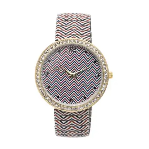 Austrian crystal Chevron pattern stretch bracelet watch. - Picture 1 of 5